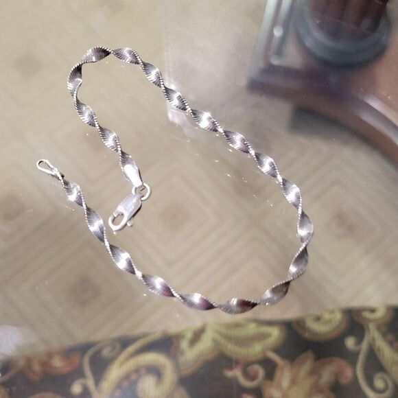 925 herringbone twist silver bacelet - Picture 1 of 10